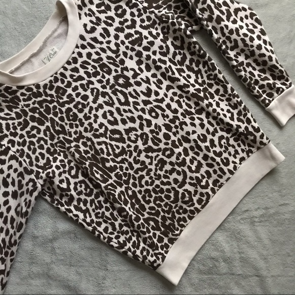 J. Crew Tops - J. Crew Vintage Fleece Lana Leopard Sweatshirt XS